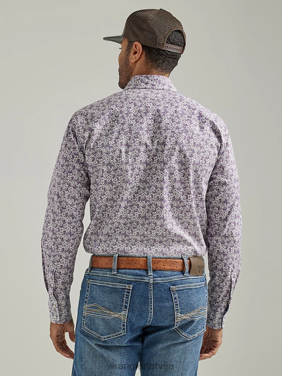 purpura vīnogu paisley 20 reižu konkurētspējīgs moderna komforta krekls ar garām piedurknēm rietumu apdruku vīriešiem apģērbs Wrangler BFNTB487